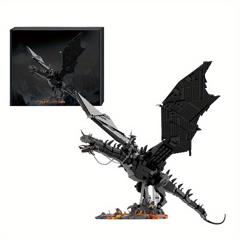 Image of (with Original Box) 2199pcs Home Decoration The Buildings Block Set Modular Buildings Toys For Birthdays, Halloween, Christmas Gift, Ym011 Enormous Dragon Modular Buildings Block Brick Toy For