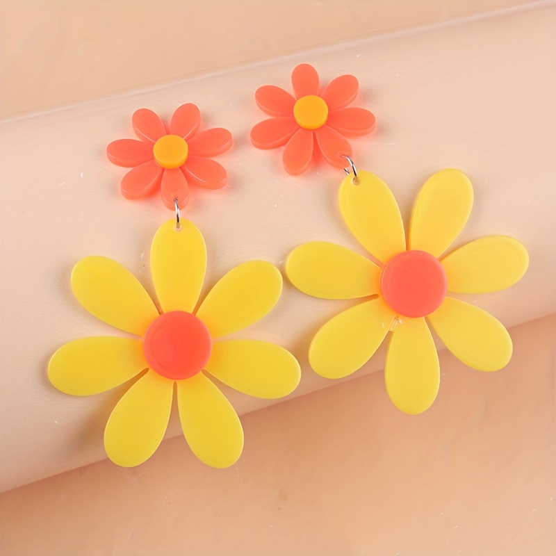 Women's Fluorescent Sunflower Acrylic Dangle Earrings
