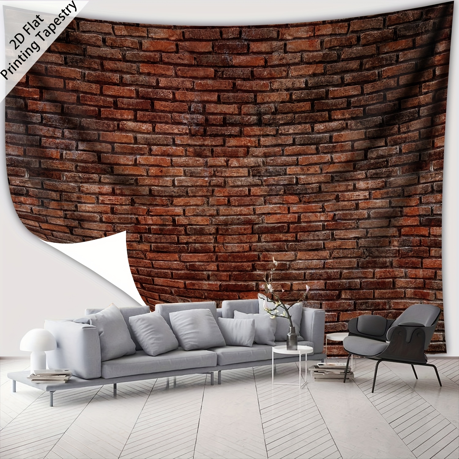 E-shop 1 Stück - Ultra große Retro Ziegelwand Wandteppich Landschaftsfoto, Ästhetischer Hochauflösender Druck Polyester - Für Wohnzimmer Schlafzimmer