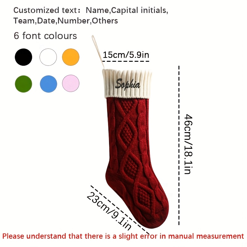 TEMU Classic Diamond Jacquard, High-quality Knit Christmas Stocking, Christmas Gift Bag, Holiday Decor Pendant, Embroidery Craft Customizing Etc.