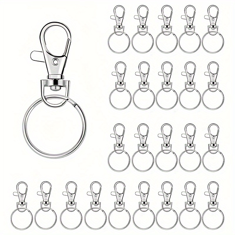 

50pcs Silvery Keychain Buckle, Durable Metal Lobster Claw Clasps And Split Key Rings For Diy Crafts, Lanyard, Bag Straps, Pet Leashes, Gift Making (25 Swivel Snap Hooks + 25 Key Rings)