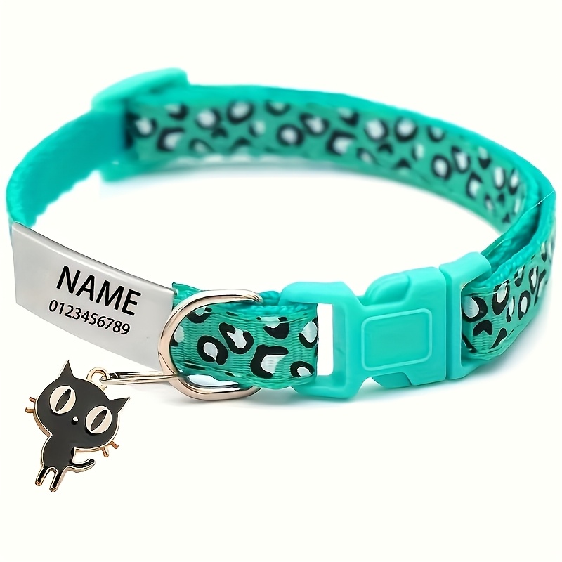 TEMU [customization] 1pc Personalized Retro Leopard Collar For Cats And Dogs, Strong Wear-resistant Pet Jewelry Collar, Fashion Anti-loss Adjustable
