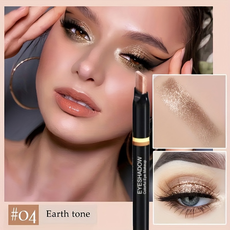Stick 2in 1 Gradient Velvet Shadow Stick Eye Makeup Waterproof Lasting Shimmer Metallic Eyeshadow Makeup
