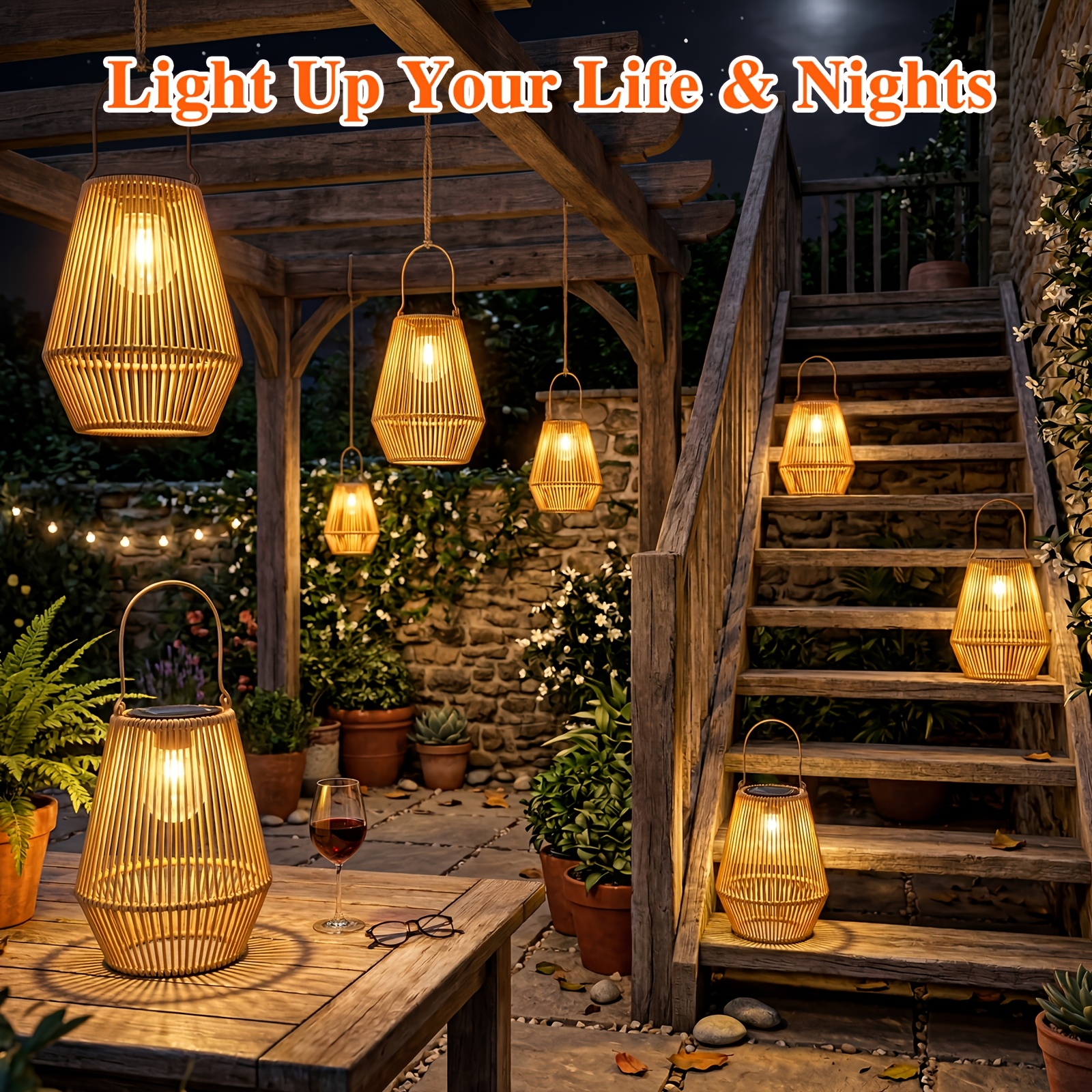 Hanging Solar Lanterns (with Built-in LED Bulbs), Outdoor Garden Decorative Lights, Ideal for Decorating Garden Paths And Patios, A Unique Birthday Gift for Women