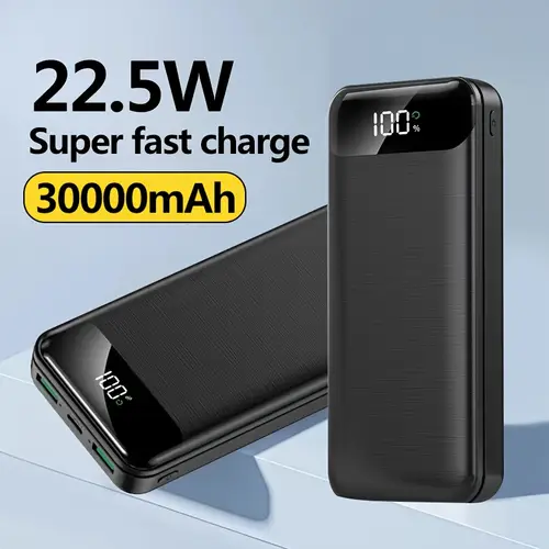 30000mah mobile power supply with display super fast charging type c micro usb interface suitable for charging phone16 15 android mobilephones outdoor removable emergency power backup battery pack safe and stable lithium battery gift
