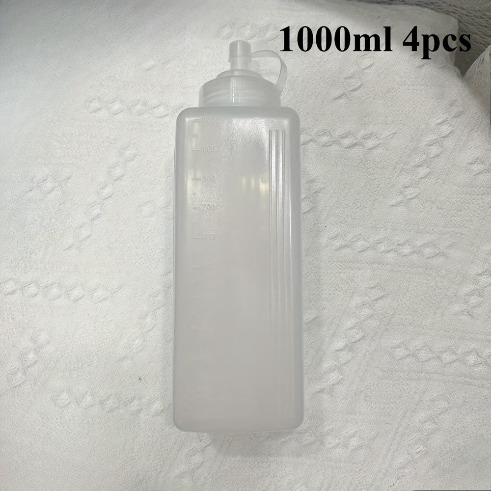 4pcs Large-mouthed And Pointed-mouthed Squeezing Bottles | Transparent Plastic, Suitable For Tomato Sauce, Honey, Seasonings - Ideal For Home Kitchens And Dining Rooms