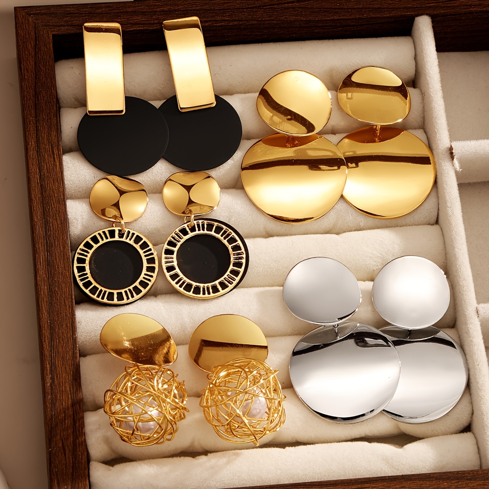 TEMU 10pcs Set/5 Pairs Of Earrings, Various Styles, Glossy And Matte , Exquisite Women's Gift, High-quality Women's Earring Set