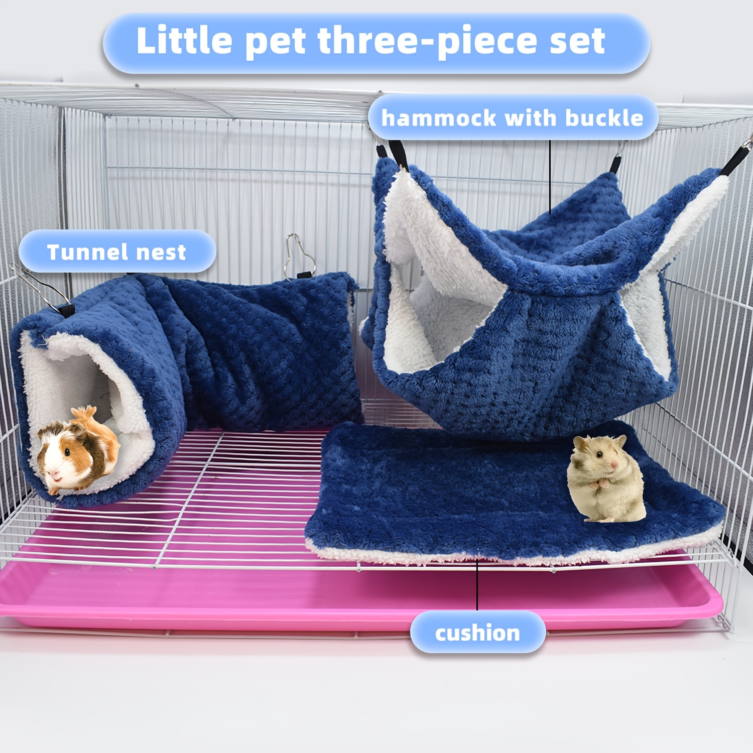 

Cozy Double-layer & Hideaway Tunnel Set For Sugar Gliders - Soft Polyester, Ideal For Small Pets Like Guinea Pigs, , And