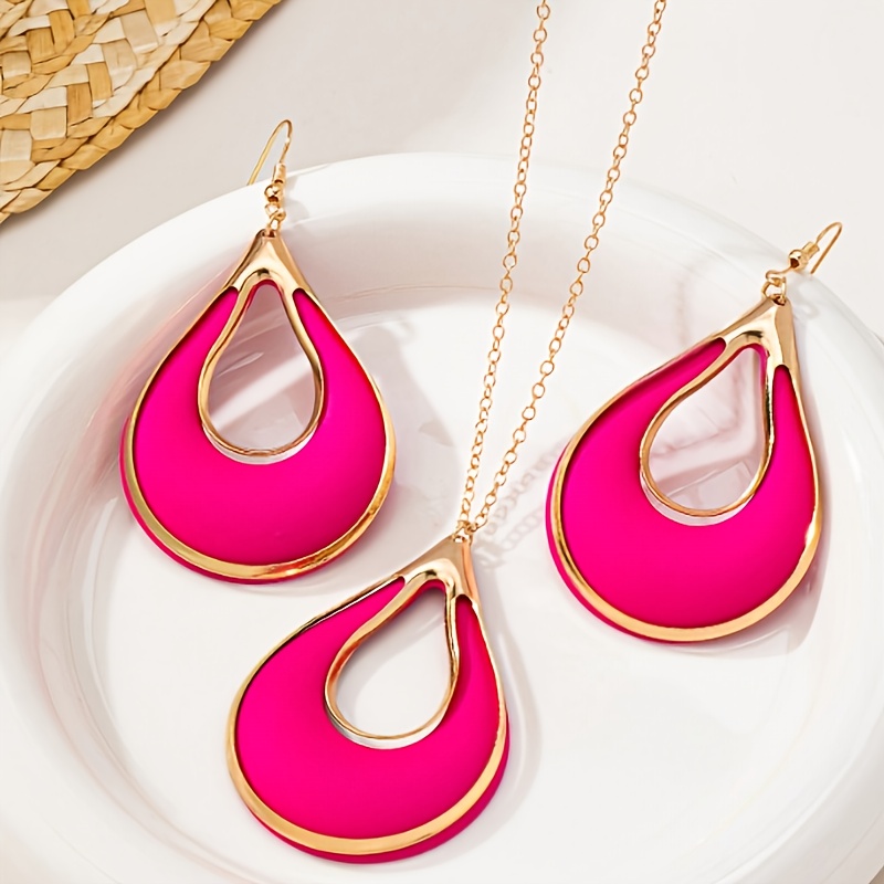 TEMU Grenzüberschreitend Minimalistisch Elegante Damen Kreative Wassertropfen Metall Sprühfarbe Hohl Große Ohrringe