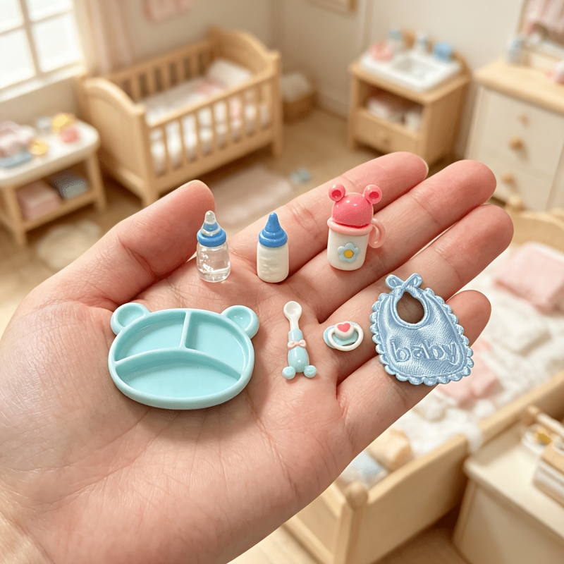TEMU 7pcs Miniature Table Accessory , 1:12 Scale Micro Scene Decoration, Suitable For Dollhouse Decor, Adult Micro Landscape Collection, Halloween,