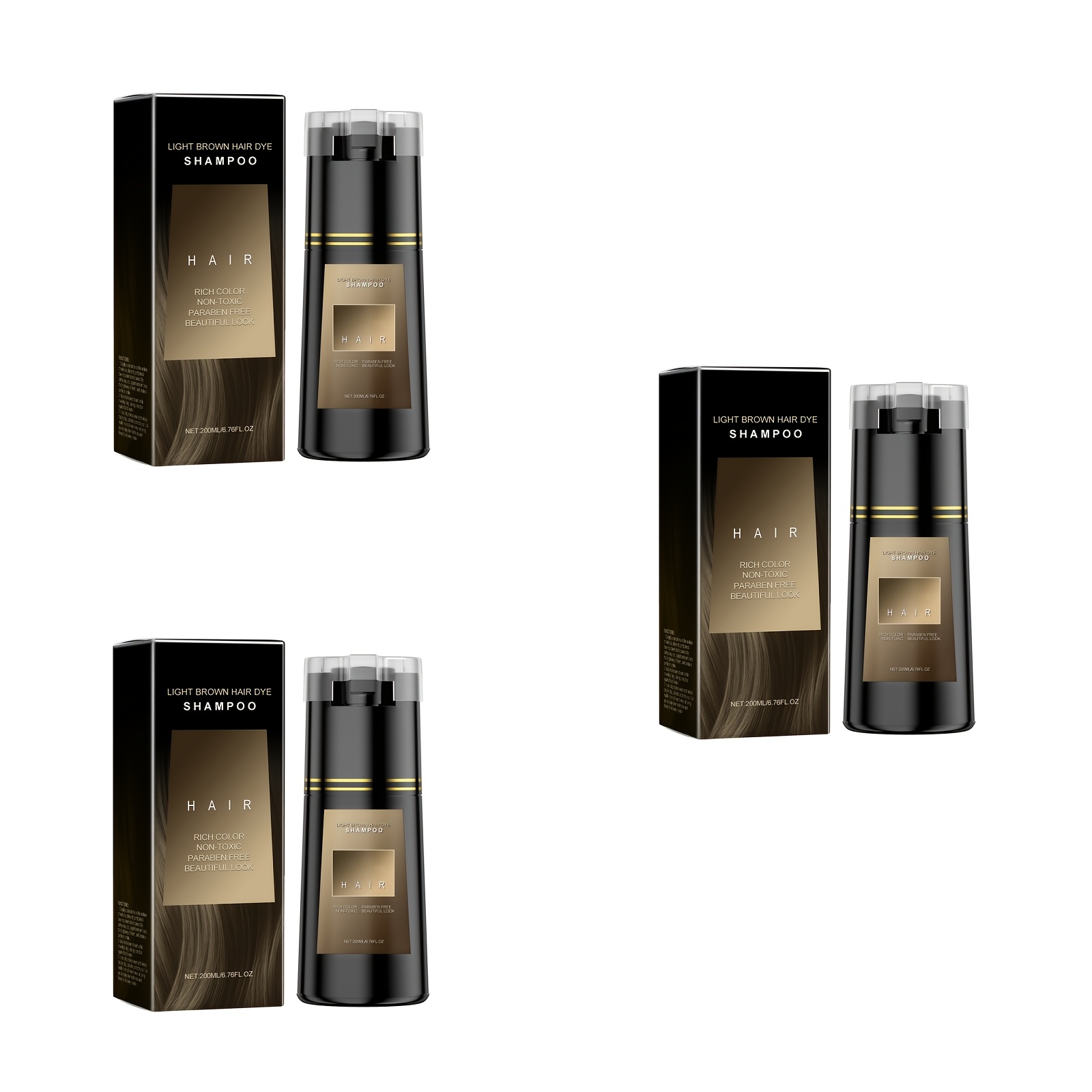 Image of Extra Large Capacity Light Brown Hair Dye Shampoo, 3 Bottles Of 600ml Hair Coloring Shampoo, Deposition, Salon-quality Hair Coloring Experience At Home, Dye Gift, Local Warehouse Stock