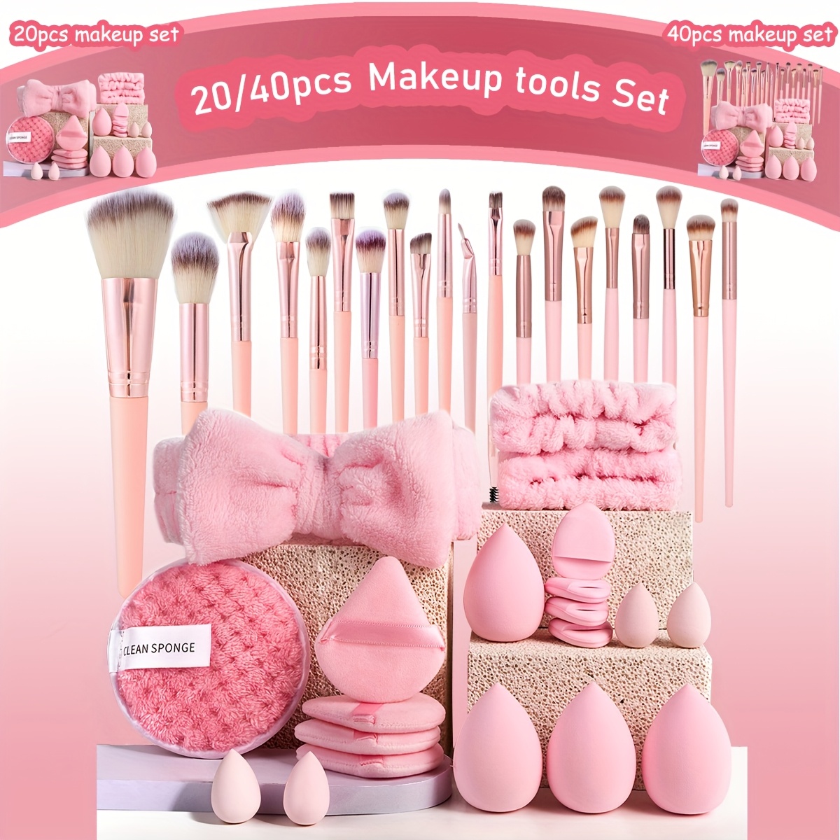 

20/40 Pink Makeup Kit Complete Makeup Brush Set, Big Set Includes Soft Brushes, , , And More For All Your Beauty Needs, Birthday Christmas New Year