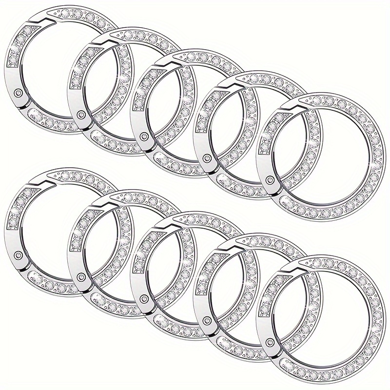 

10pcs Rhinestone Spring O Rings 1 Inch 25mm Round Snap Clip Buckle Simple Metal Keychain Clip Hook Clip For Diy Keyrings Buckle Handbag Bags Purses