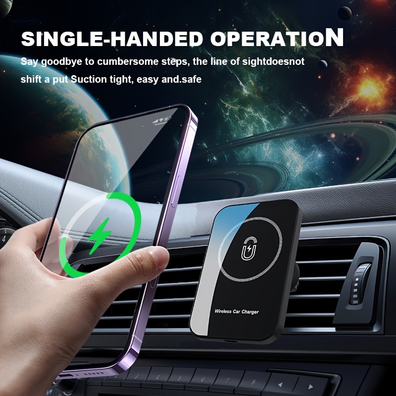 

15w Magnetic Car Wireless Charger: Qi Phone Charger For Iphone 15/14/13/12/mini/pro/max/plus - Magnet Adsorb