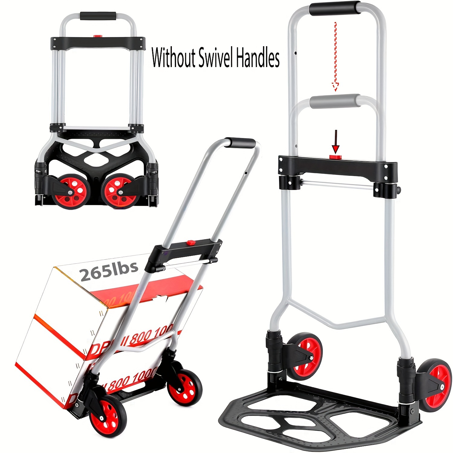 

Aluminum Folding Hand Truck - With A Capacity Of 265 , This 2-wheel Folding Cart Comes With An Extendable Handle, Making It Heavy-duty And Portable Use.