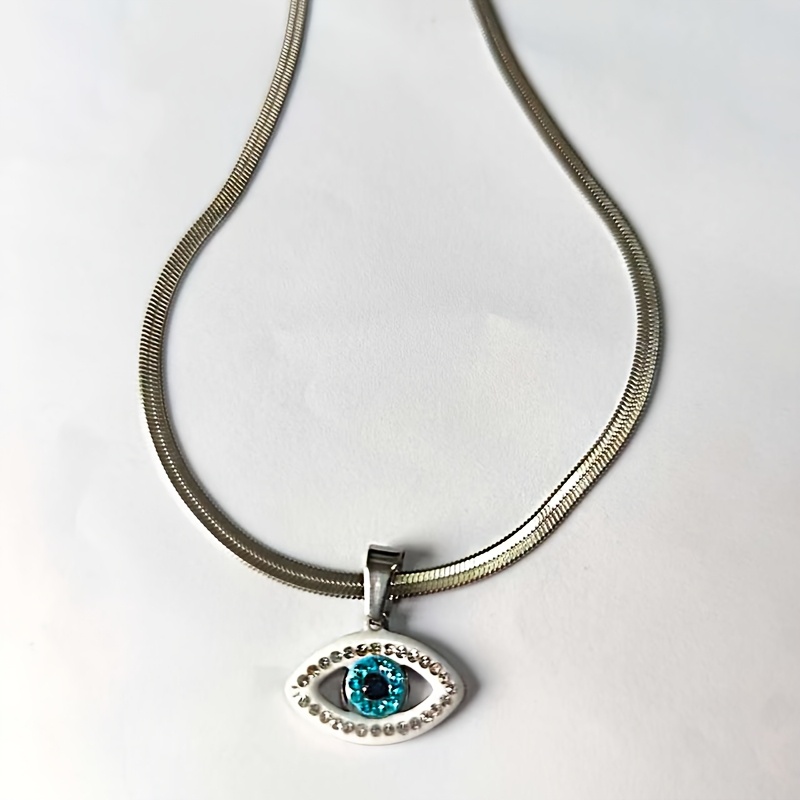 TEMU Collana con ciondolo in acciaio inossidabile qualit� , 1 pezzo - Ciondolo con Zirconia , abbinata ad accessori con catena piatta in di , regalo
