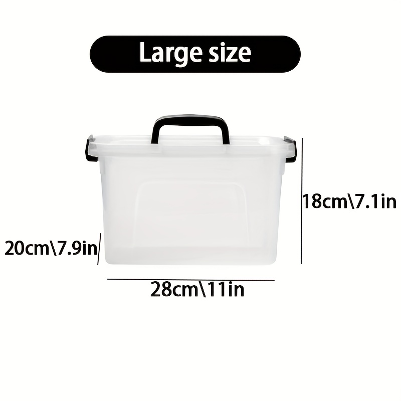 TEMU 6-pack Heavy-duty Clear Plastic Storage Bins With Lids - Stackable Organizer Boxes With Handles, Space-saving Design For Home, Office, Garage,