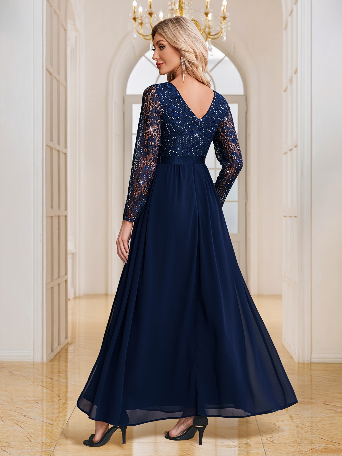 navy blue dress white polka dots Sandrine Midi Dress in Mini Navy Polka Dot main image 0