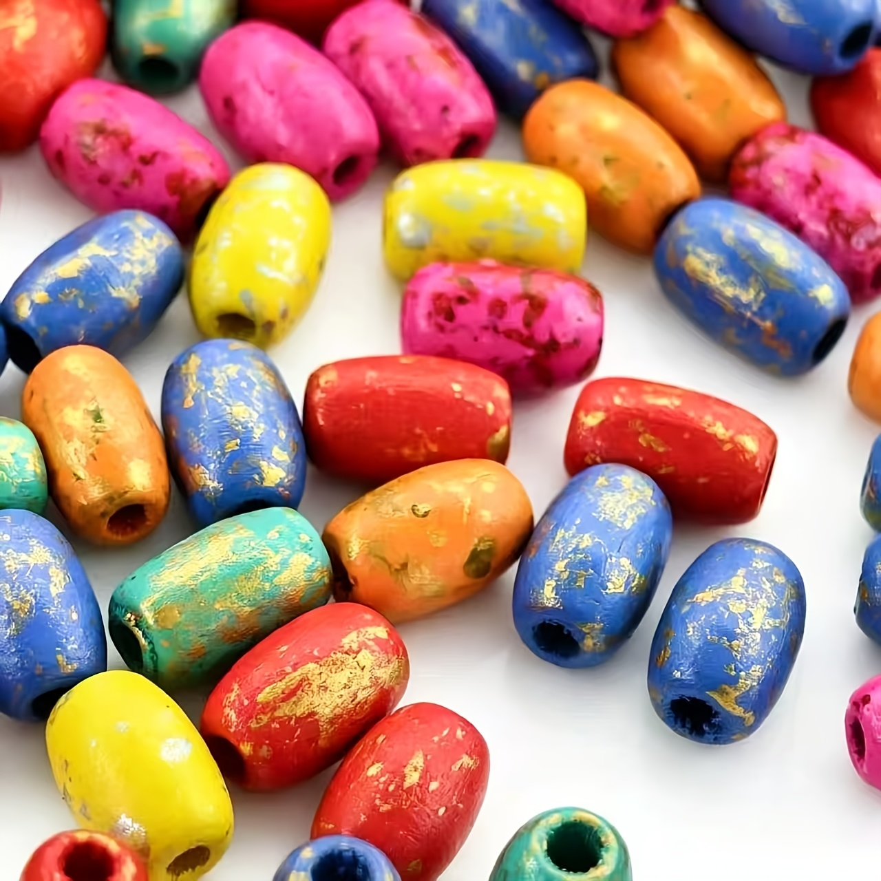 55pcs 12mm Oval Wooden Barrel Beads for DIY Jewelry