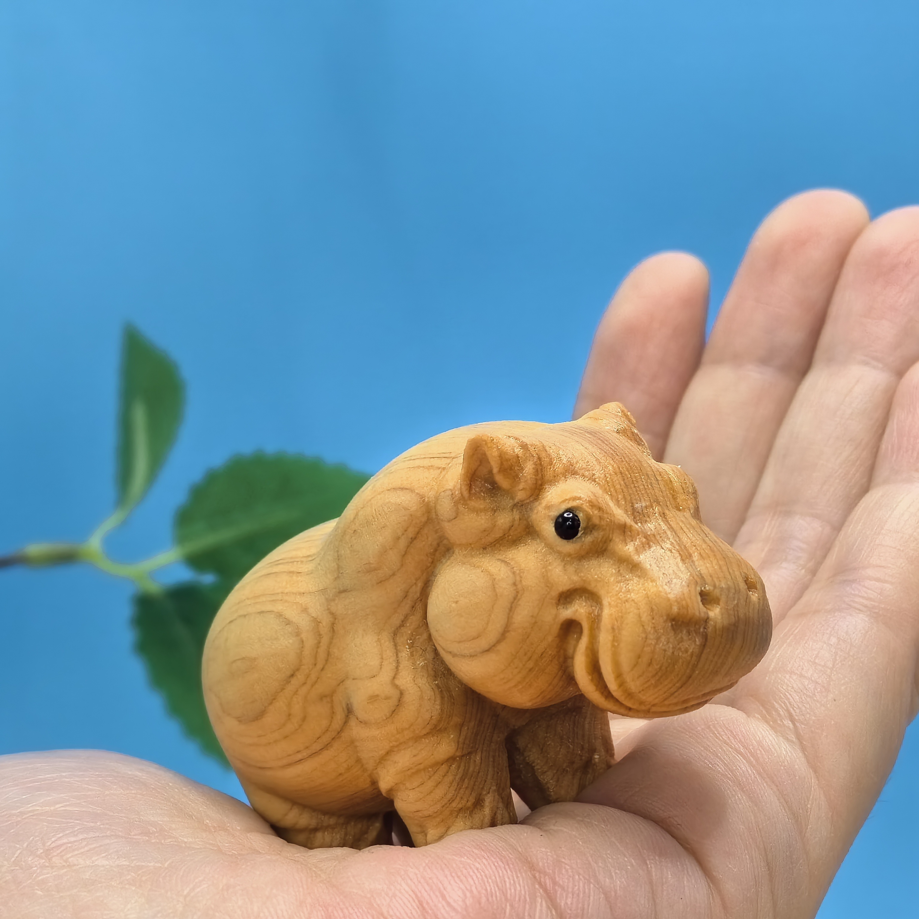 

Handcrafted Wooden Hippo Figurine - Cute Miniature Hippopotamus Sculpture - Creative Animal Home Decor - Artisan Crafted Wood Carving Ornament - Unique Gift Idea