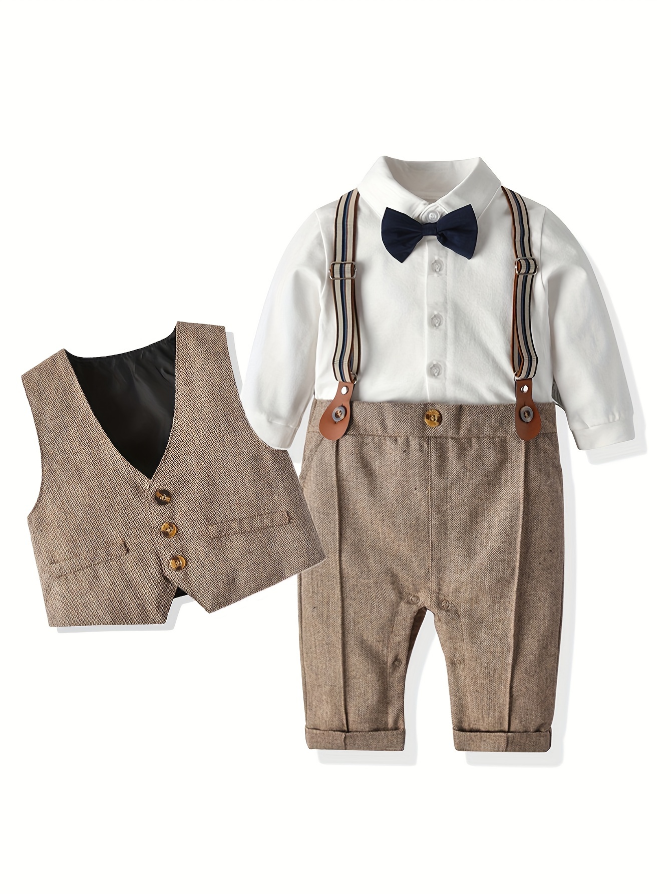 baby boys' cotton outfit set vintage inspired vest long Temu Kuwait