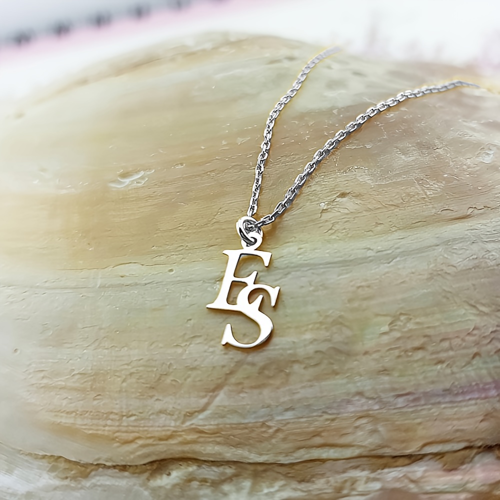 TEMU Customized Interlocking Letter Necklaces, 2 Initial Necklaces, Double Initial Necklaces, Personalized Two-letter Necklaces, Couple Necklaces.