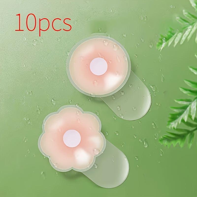 

10-pack Silicone Covers 2., Invisible Breast Lift Tape, Anti-slip Pasties, Solid Color Bra Accessories, 100% Silicone, Hand Washable