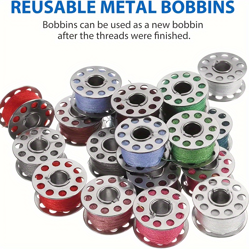 40pcs Stainless Steel Sewing Bobbins, Metal Thread Bobbins for Brother Singer, Universal Fit for Vintage Household Machines, Sewing Supplies