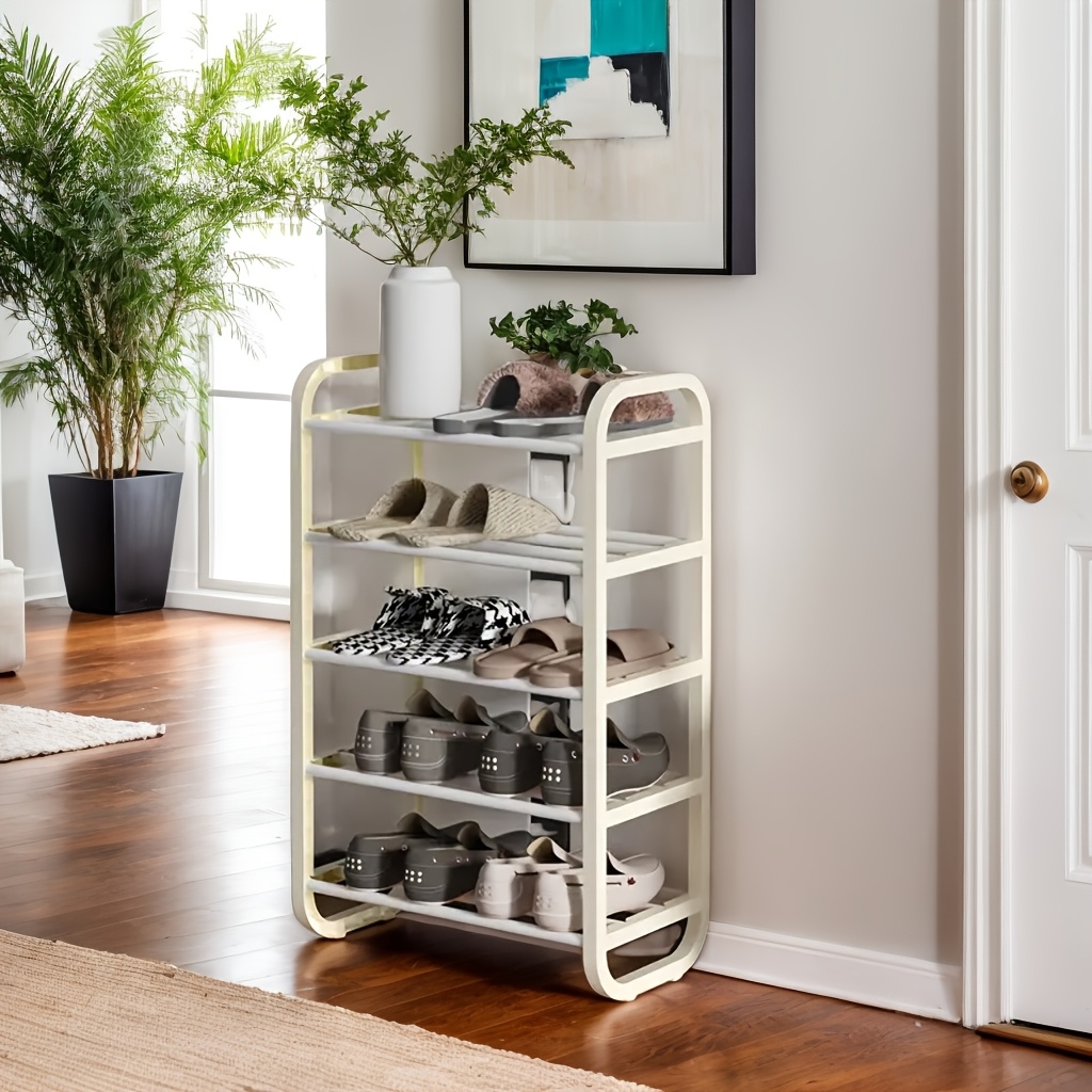 

1pièce 4/5Tier Multifunctional Shoe Organizer Rack, de place, Facile à assembler, Adapté pour , le Étagère à chaussures - Noir/Blanc - Étagère de rangement au sol