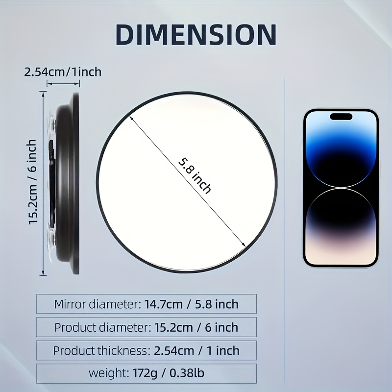 Specchio Ingranditore 40x Con Ventose E Pinzette | Per Trucco E Sopracciglia | 8.8 Cm