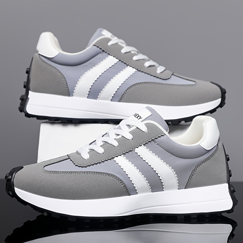 [baskets] chaussures de skate pour hommes - chaussures de sport décontractées et confortables à lacets et rayures tendance | vêtements toutes  , design bas, bout rond, semelle en pvc, marque koonexy, chaussures pour hommes 0