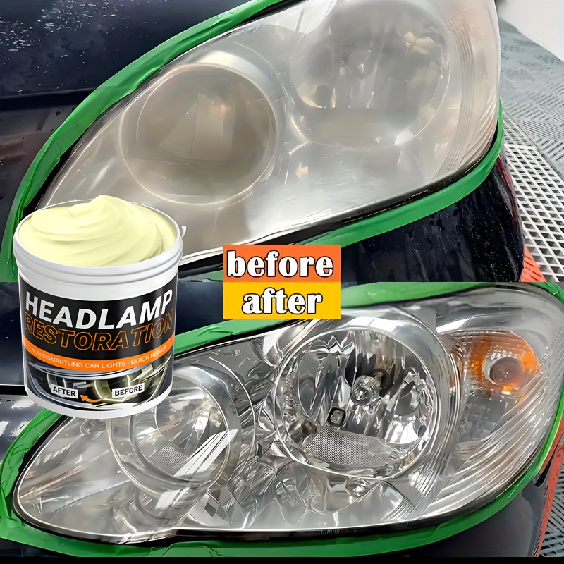 Universal Headlight Restoration Paste 140g Kit for Automotive Headlamp Polishing, Waxing, and Scratch Removal