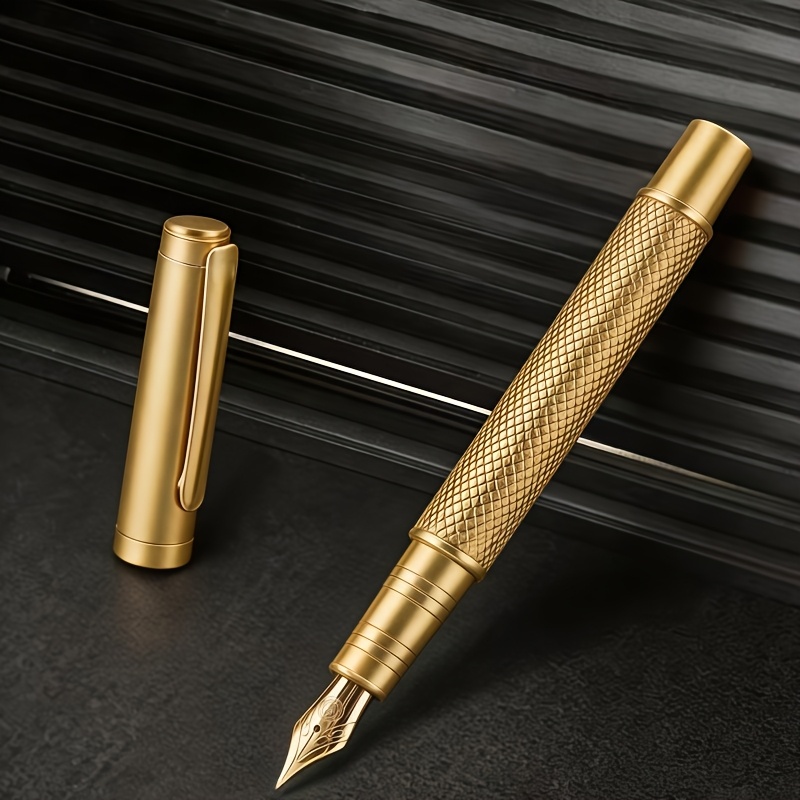 TEMU 1 Penna Stilografica di Fascia in Metallo, Punto in Irido di 0,5 mm, Adatta per Ufficio, Journaling e come Penna Regalo. Non
