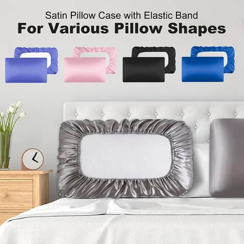 pillowcase with elastic offering stretchability to fit pillows of shapes suitable for home and travel use