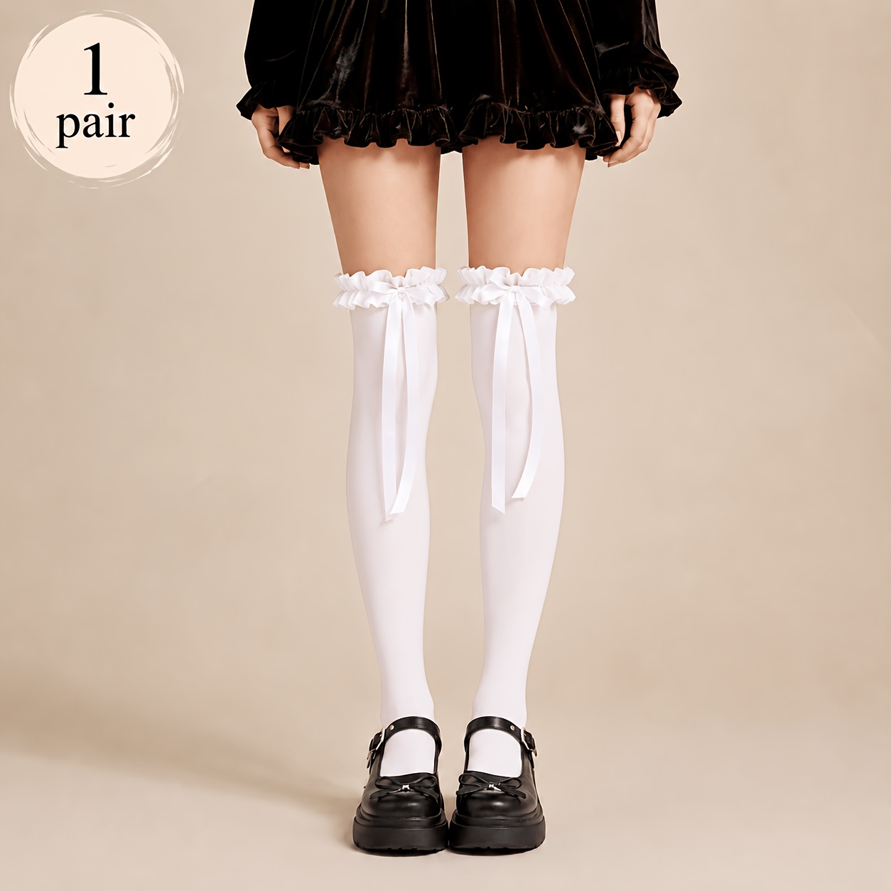 TEMU 1 par de calcetines de punto casuales el muslo para mujer, por de la . Ajuste entallado, moldeadores, fáciles de combinar, con volantes y .