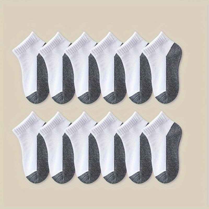 TEMU 12pcs Kids' Cotton Blend Ankle Socks -, Solid & Color Block Designs For Boys And Girls, Perfect For All Seasons