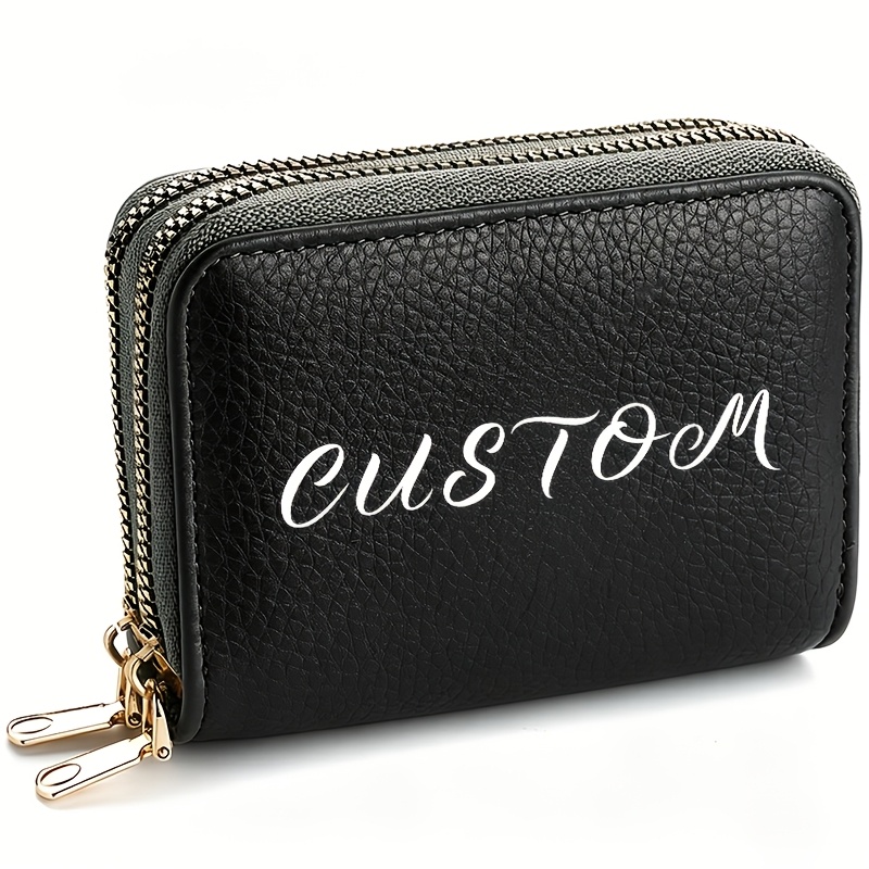 TEMU Custom Name Women' Zipper Wallet - Compact Credit Card Case, Personalized Name Customization - Large Capacity Cash Storage Coin Purse For Cash,