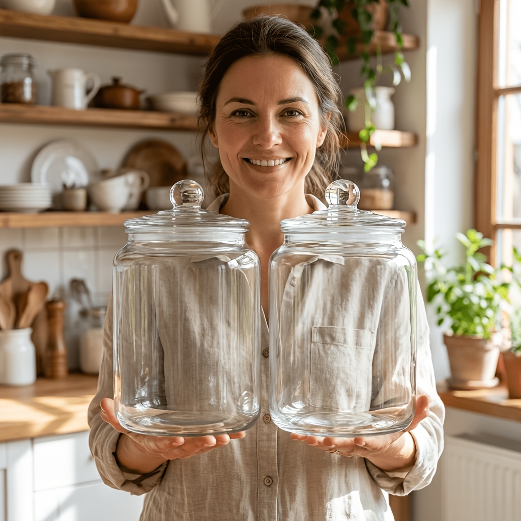 TEMU [upgraded Version] 2-pack 0.5-gallon Glass Storage Jars Ideal For Kitchen Organization: Transparent Glass Containers Suitable For Storing,