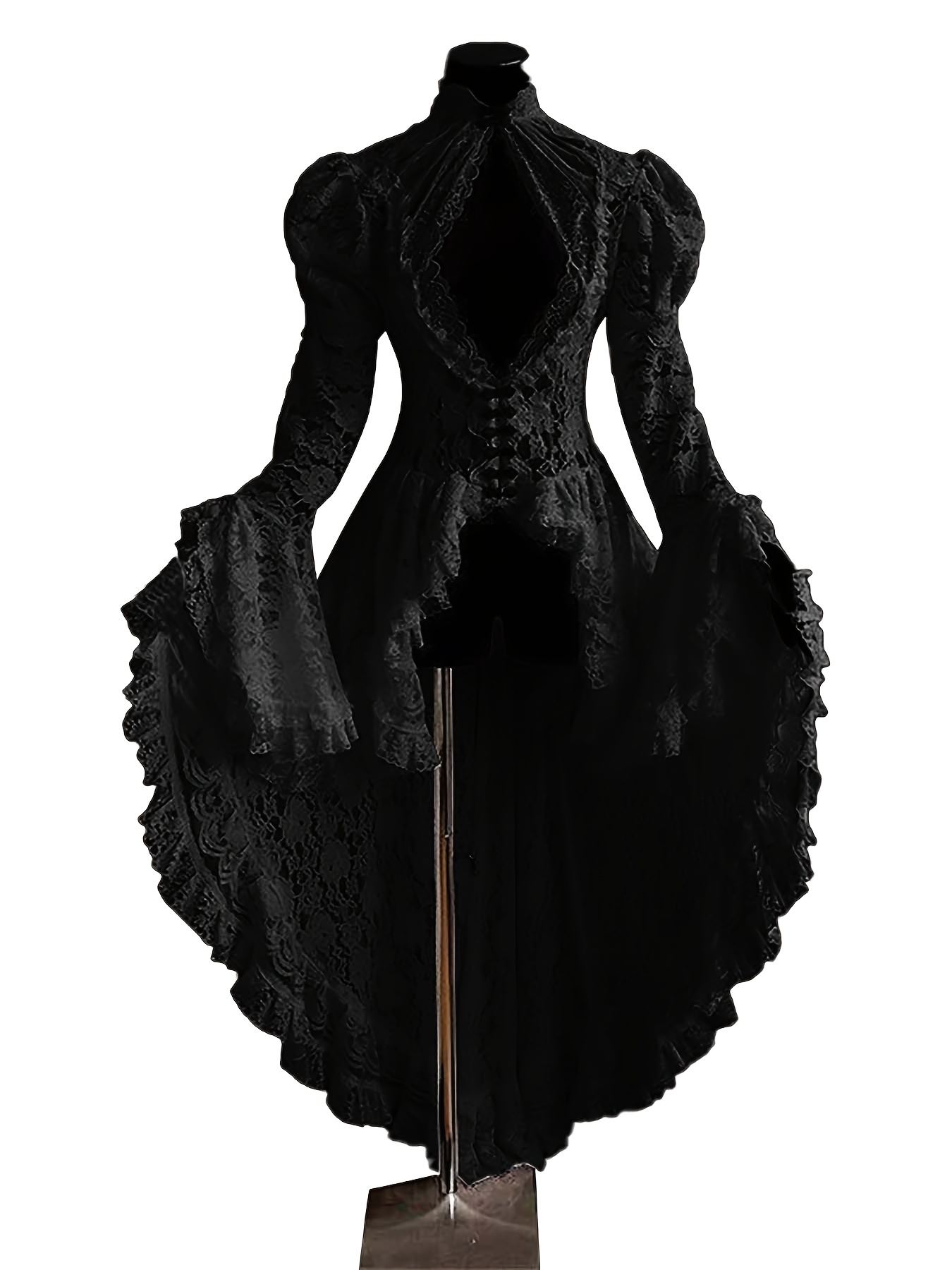 fitted lace wedding dress Scarlet Darkness Women Steampunk Long Jacket High Low Cloak