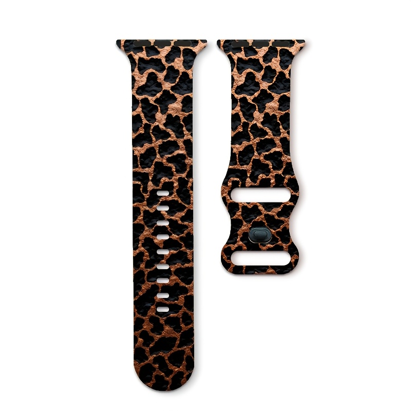 TEMU 2d Flat | Single Piece, Leopard Print 2d Flat Pattern Themed Smartwatch Band, Adjustable Sport Replacement Strap Compatible With Iwatch Series