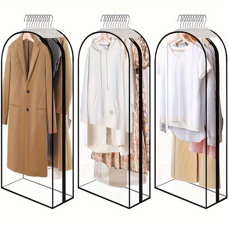 

Grandes Sacs à Vêtements en Toile avec Fenêtre Transparente - Rangement Suspendu Anti-Poussière pour Manteaux & Robes, Organisateur pour Armoire de Maison