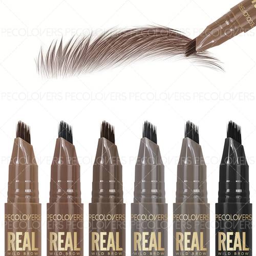 1pc fluffy quick eyebrow pen natural wild brows trendy brows long lasting waterproof quick drying shape fixing sweat proof fade resistant portable suitable for 6 colors