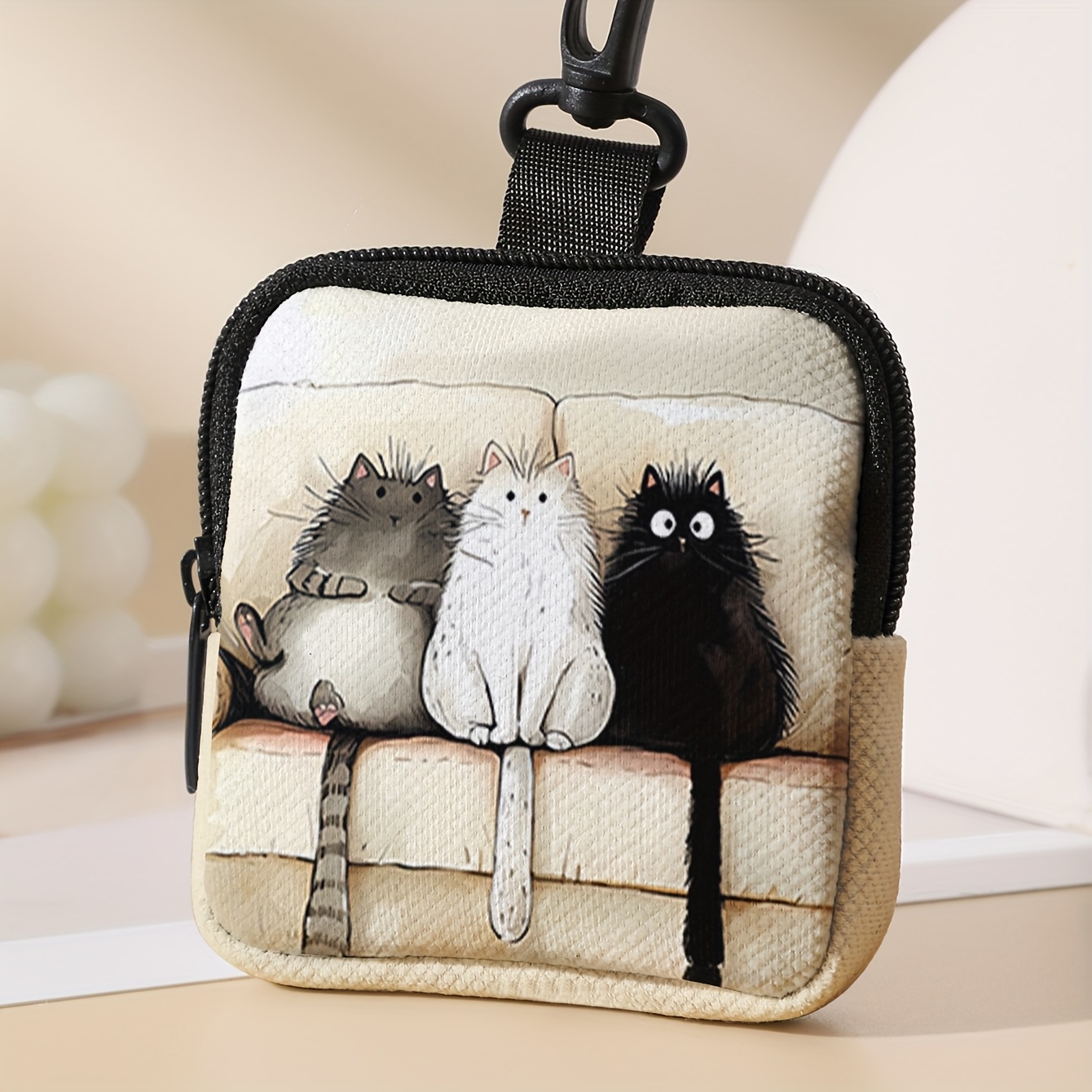 

1pc Set, Sofa Cat Pattern Large Capacity , Digital Printing Storage Bag, Multifunctional Key Holder , For Gifts