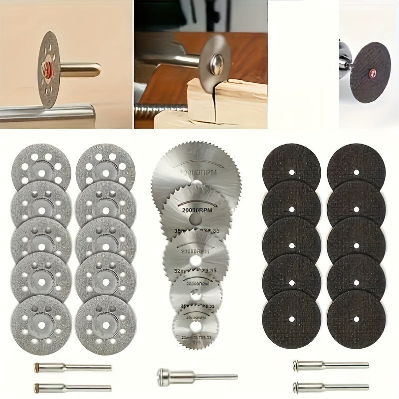 

30pcs Tool Accessory Set - Steel Diamond Grinding Discs & Hss Blades For Marble, Ceramic, Wood - & Diy Crafting Kit