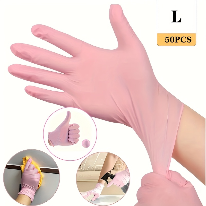 [disposable Cleaning Gloves] Disposable Pink Cleaning Gloves, 5 Mil, /m/l Sizes, Suitable For Household Kitchen Cleaning, Dishwashing, Toilet Cleaning, Floor Cleaning ( In 10/30/50pcs)