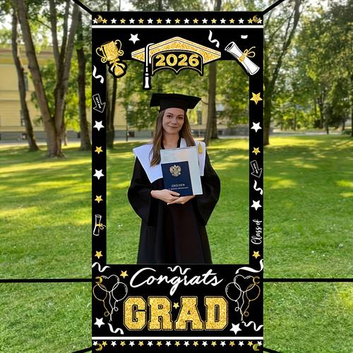 2d flat 2d flat banner 1pc graduation party banner graduation season cut out photo frame prop banner grad party decoration supplies party photo backdrop decoration decoration garden decoration zy 2d flat