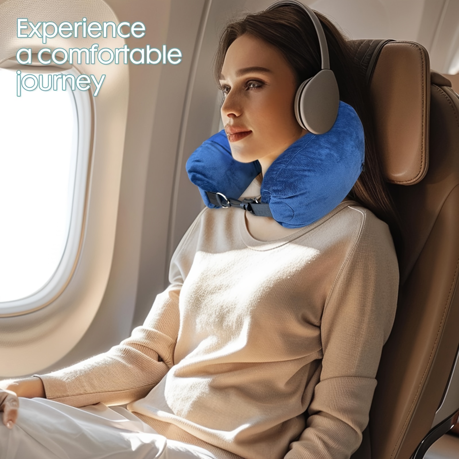 

Ultra- Fleece U-shaped Travel Pillow - Lightweight, Reversible Neck Support For Airplane & Car Trips, Black