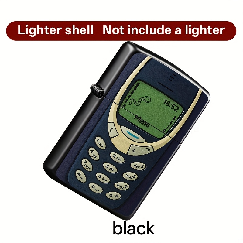 Image of 2d Hd Printed Vintage Phone Pattern Metal Lighter Case, Fuel Lighter Protective Cover, European And American Holiday Gift, Suitable For Men's Birthday Gift (lighter Not Included)