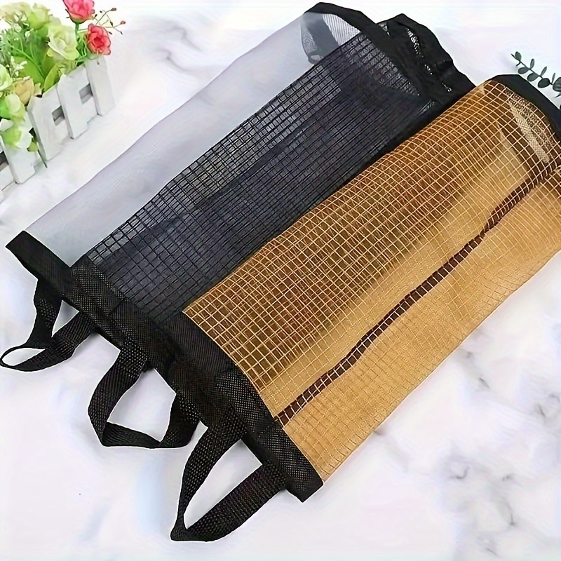 space saving kitchen storage bag wall mounted foldable mesh organizer for disposable bags details 8