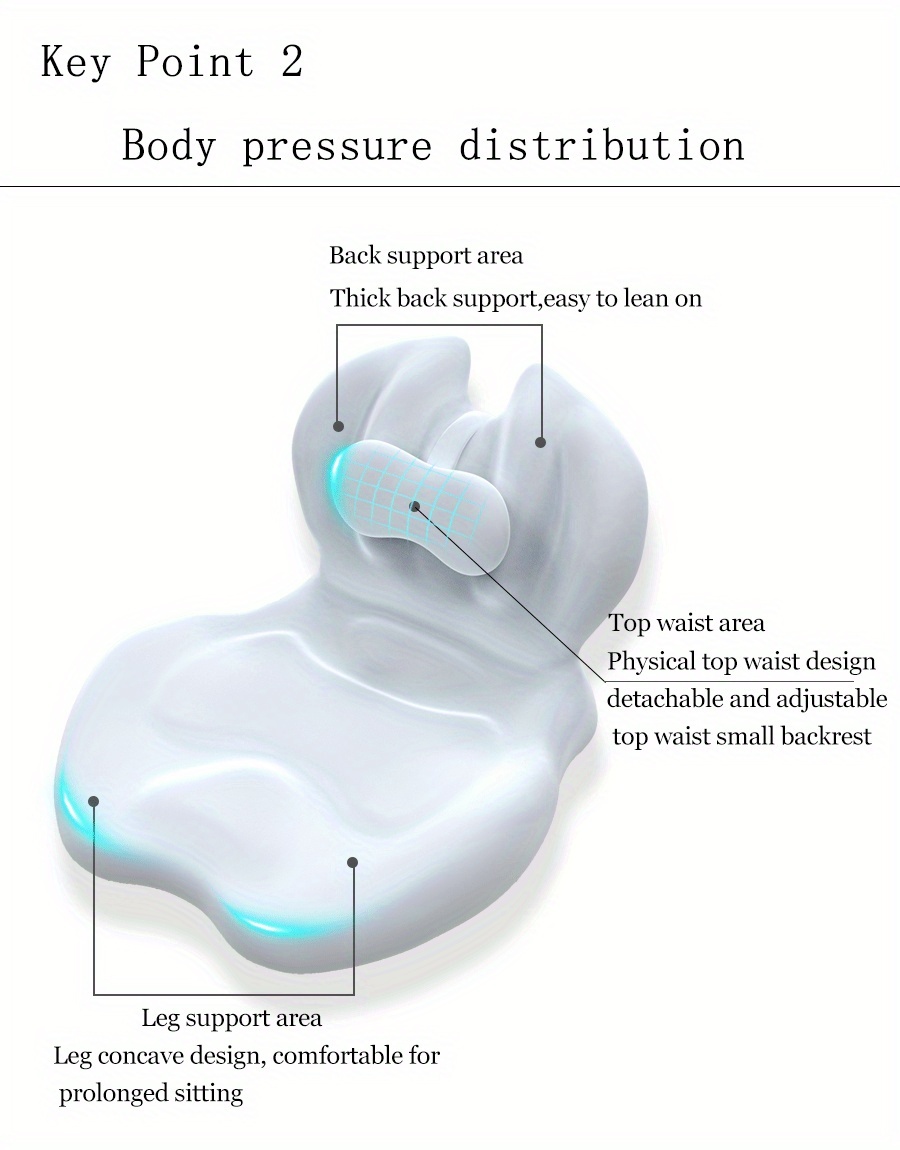 ergonomic memory foam office chair cushion lumbar support for car seats relaxing waist pillow with soft non woven fabric cover prevents collapse postpartum discomfort   in   blue black Product details 8